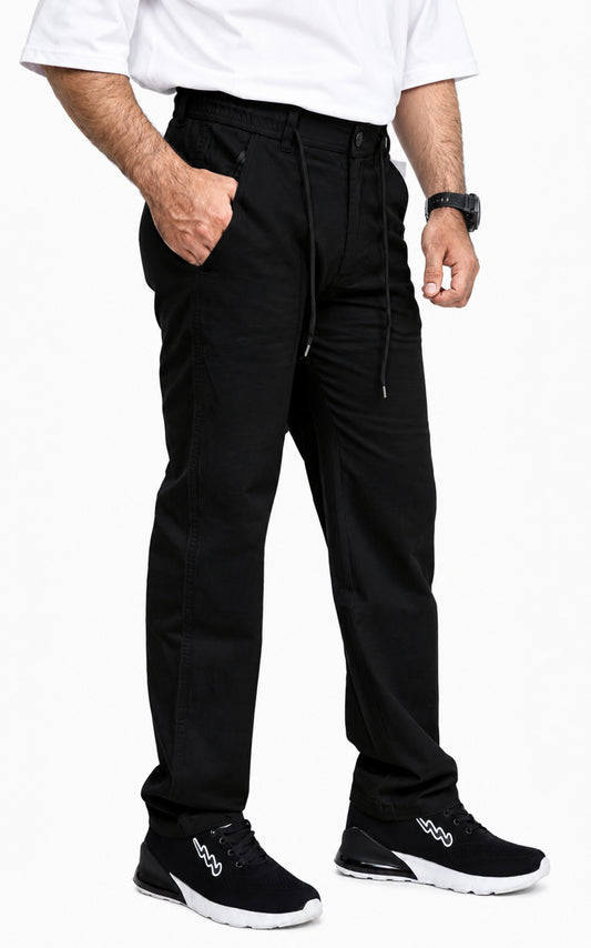KRAZY™ BAGGY-7 Men's Textured Linen Baggy Trouser – Jet Black