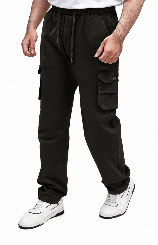 KRAZY™ CARGO-2 Men's Cargo Pant – Pure Cotton Fabric | Relaxed Cargo Fit Pant (Matte Black)
