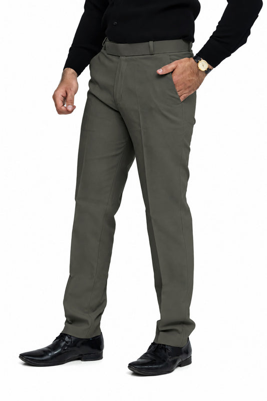 KRAZY™ SF-1 Men's Formal Trouser – Pure Cotton Fabric | Classic Formal Fit Pant (Olive Green)