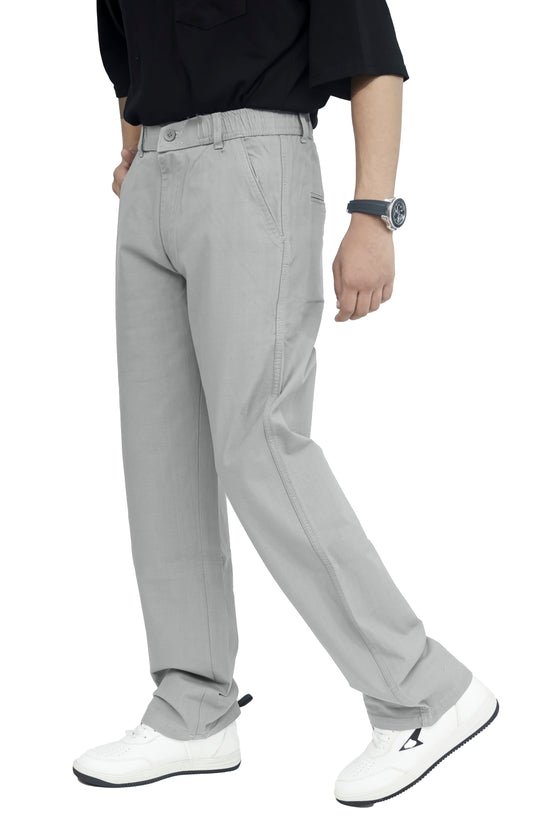 KRAZY™ BAGGY-4 Men's Linen Blend Baggy Fit Trouser – Ice Grey