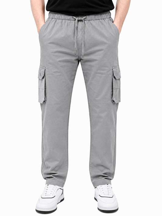 KRAZY™ CARGO-2 Men's Cargo Pant – Pure Cotton Fabric | Relaxed Cargo Fit Pant (Light Grey)