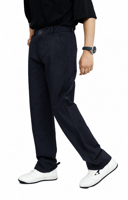 KRAZY™ BAGGY-4 Men's Linen Blend Baggy Fit Trouser – Navy Blue