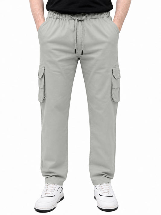 KRAZY™ CARGO-2 Men's Cargo Pant – Pure Cotton Fabric | Relaxed Cargo Fit Pant (Light Grey)