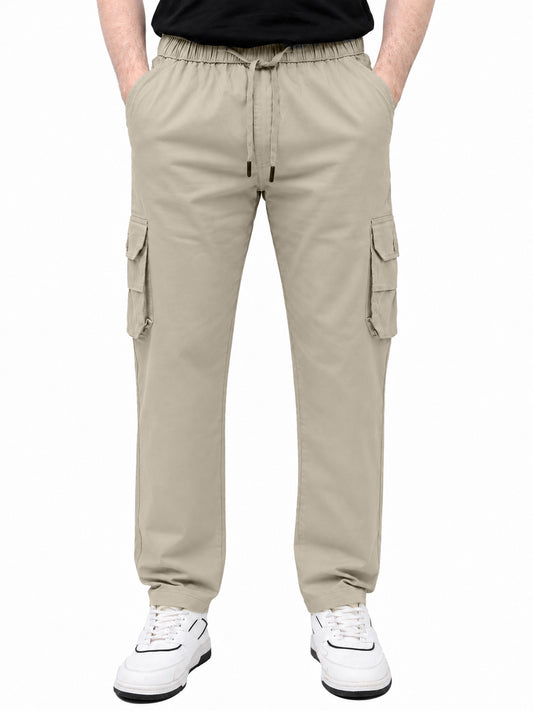 KRAZY™ CARGO-2 Men's Cargo Pant – Pure Cotton Fabric | Relaxed Cargo Fit Pant (Sand Beige)