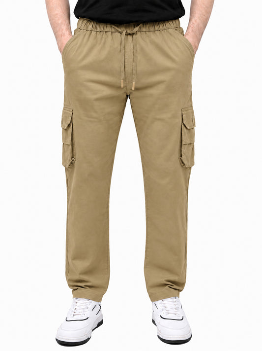 KRAZY™ CARGO-2 Men's Cargo Pant – Pure Cotton Fabric | Relaxed Cargo Fit Pant (Khaki Beige)