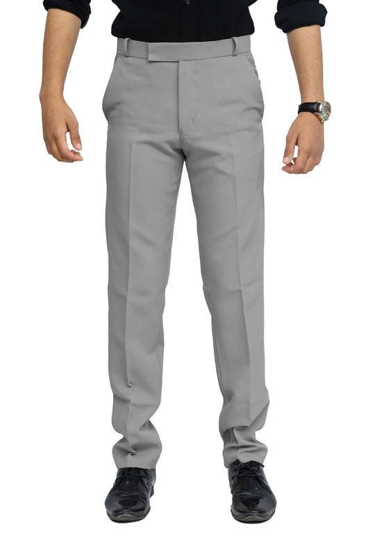 KRAZY™ SF-9 Men's Formal Trouser – Polyester Spandex/Lycra Fabric | Classic Formal Fit Pant (Light Grey)