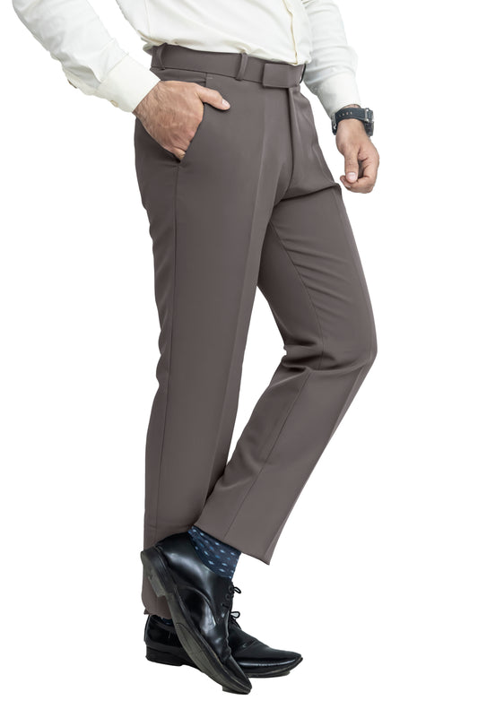 KRAZY™ SF-9 Men's Formal Trouser – Polyester Spandex/Lycra Fabric | Classic Formal Fit Pant (Taupe Brown)