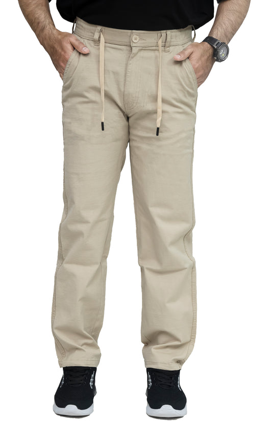 KRAZY™ BAGGY-7 Men's Textured Linen Baggy Trouser – Light Beige