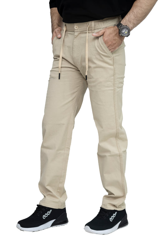 KRAZY™ BAGGY-7 Men's Textured Linen Baggy Trouser – Light Beige