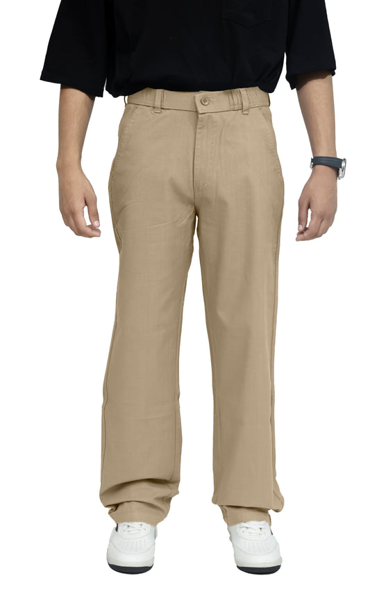 KRAZY™ BAGGY-4 Men's Linen Blend Baggy Fit Trouser – Desert Khaki