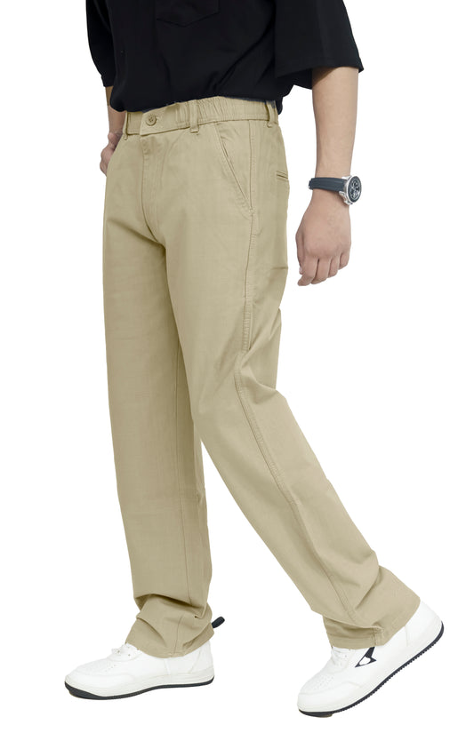 KRAZY™ BAGGY-4 Men's Linen Blend Baggy Fit Trouser – Khaki Beige