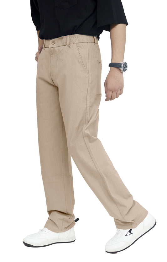 KRAZY™ BAGGY-4 Men's Linen Blend Baggy Fit Trouser – Sand Beige