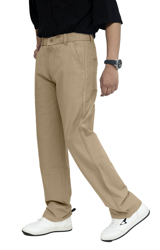 KRAZY™ BAGGY-4 Men's Linen Blend Baggy Fit Trouser – Desert Khaki