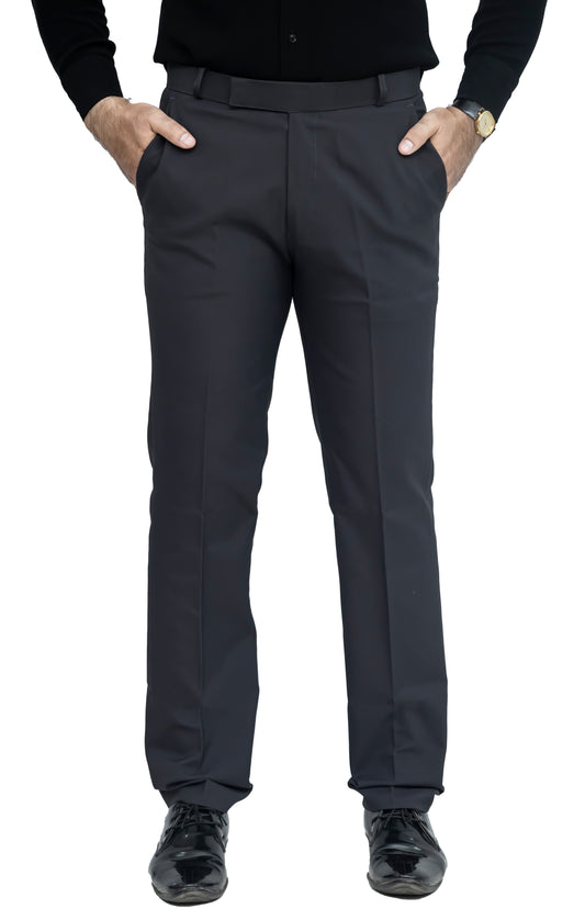 KRAZY™ SF-1 Men's Formal Trouser – Pure Cotton Fabric | Classic Formal Fit Pant (Charcoal Grey)