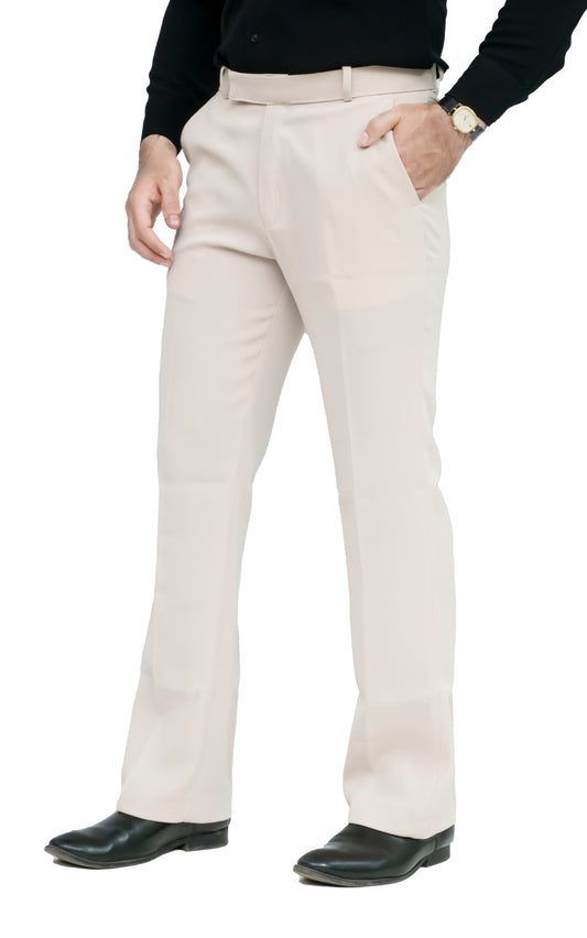 KRAZY™ KT-3 Men's Bootcut Formal Trouser – Imported Taiwan Fabric | 4 Pocket Premium Pant (Beige)