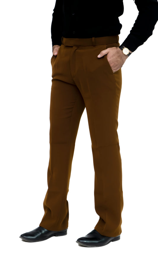 KRAZY™ KT-3 Men's Bootcut Formal Trouser – Imported Taiwan Fabric | 4 Pocket Premium Pant (Coffee Brown)