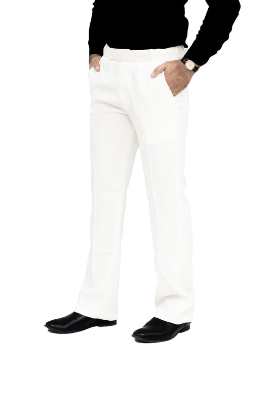 KRAZY™ KT-3 Men's Bootcut Formal Trouser – Imported Taiwan Fabric | 4 Pocket Premium Pant (Pearl White)