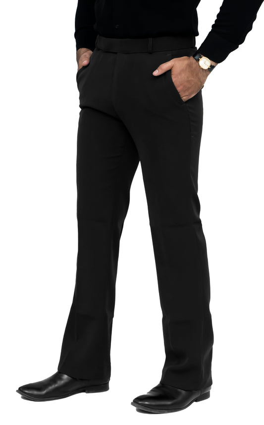 KRAZY™ KT-3 Men's Bootcut Formal Trouser – Imported Taiwan Fabric | 4 Pocket Premium Pant (Jet Black)