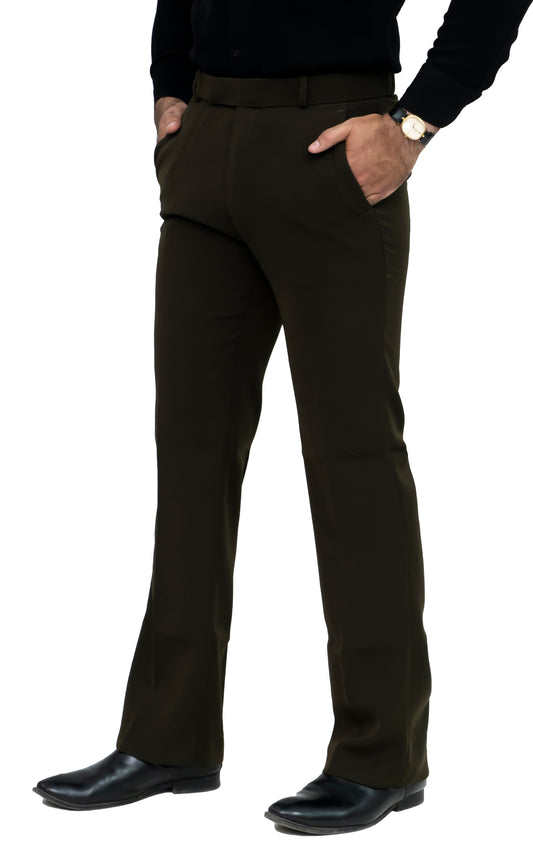 KRAZY™ KT-3 Men's Bootcut Formal Trouser – Imported Taiwan Fabric | 4 Pocket Premium Pant (Olive Green)