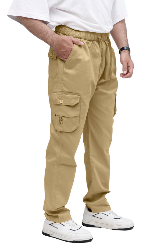 KRAZY™ CARGO-2 Men's Cargo Pant – Pure Cotton Fabric | Relaxed Cargo Fit Pant (Khaki Beige)
