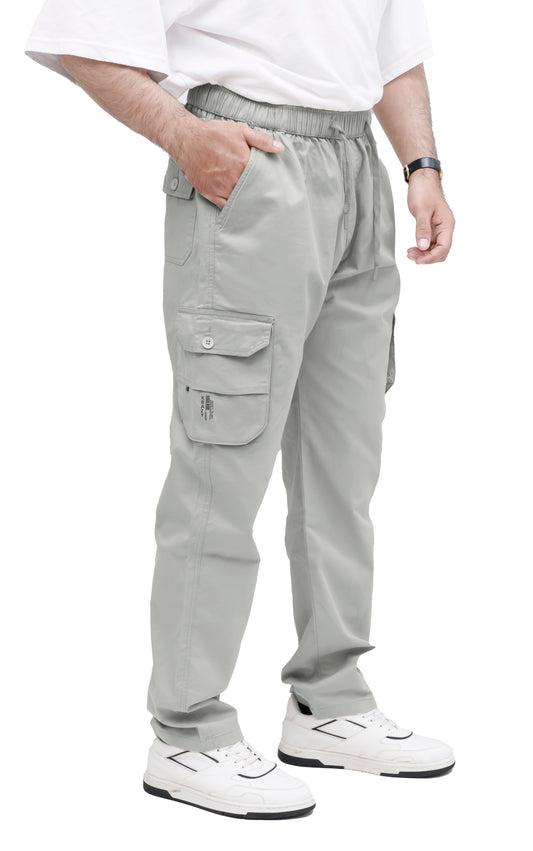 KRAZY™ CARGO-2 Men's Cargo Pant – Pure Cotton Fabric | Relaxed Cargo Fit Pant (Light Grey)