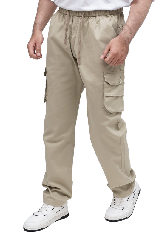 KRAZY™ CARGO-2 Men's Cargo Pant – Pure Cotton Fabric | Relaxed Cargo Fit Pant (Sand Beige)