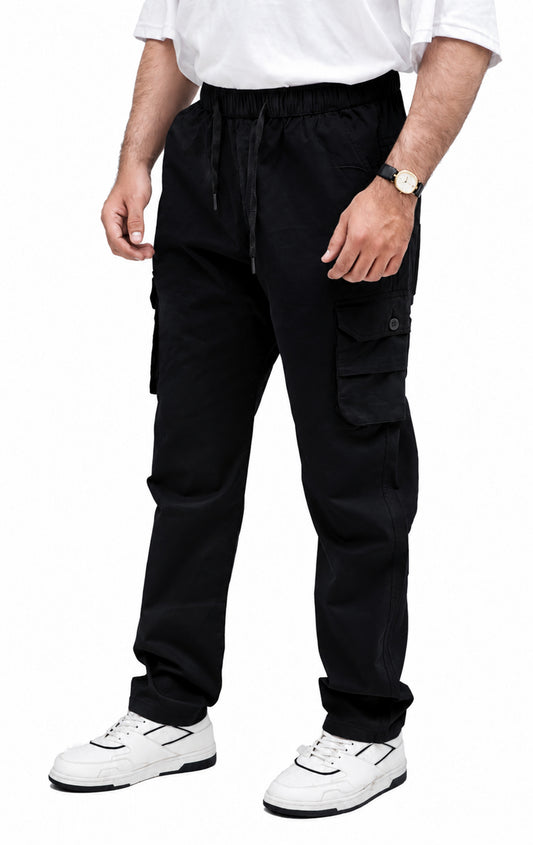 KRAZY™ CARGO-2 Men's Cargo Pant – Pure Cotton Fabric | Relaxed Cargo Fit Pant (Jet Black)