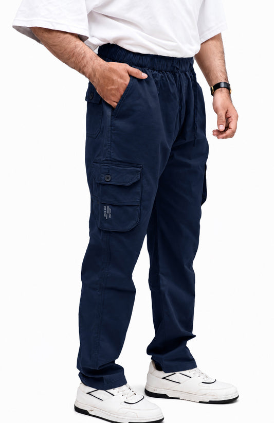KRAZY™ CARGO-2 Men's Cargo Pant – Pure Cotton Fabric | Relaxed Cargo Fit Pant (Midnight Blue)