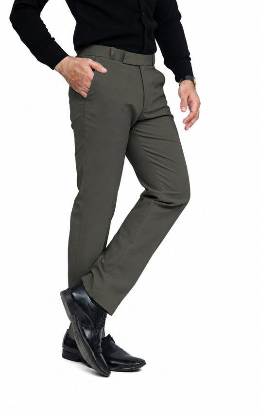 KRAZY™ SF-1 Men's Formal Trouser – Pure Cotton Fabric | Classic Formal Fit Pant (Olive Green)