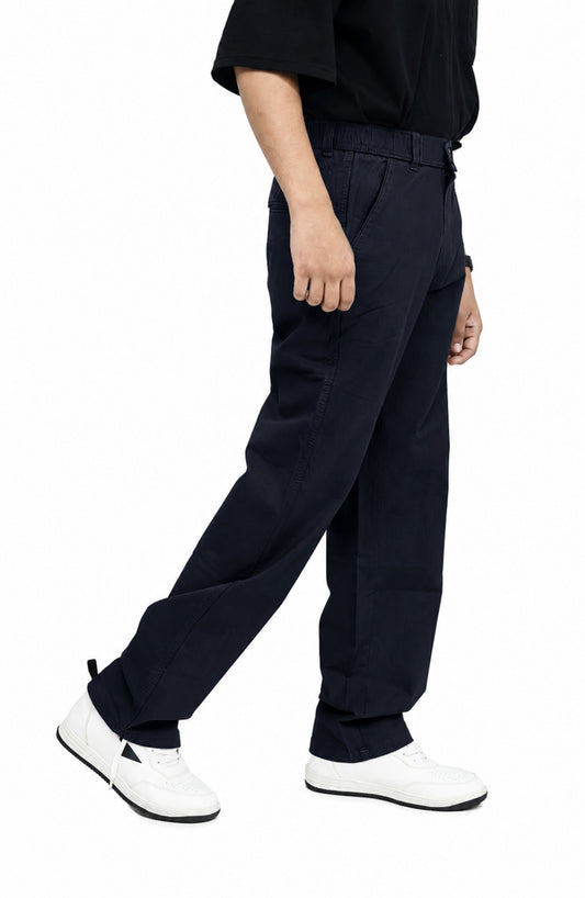 KRAZY™ BAGGY-4 Men's Linen Blend Baggy Fit Trouser – Navy Blue