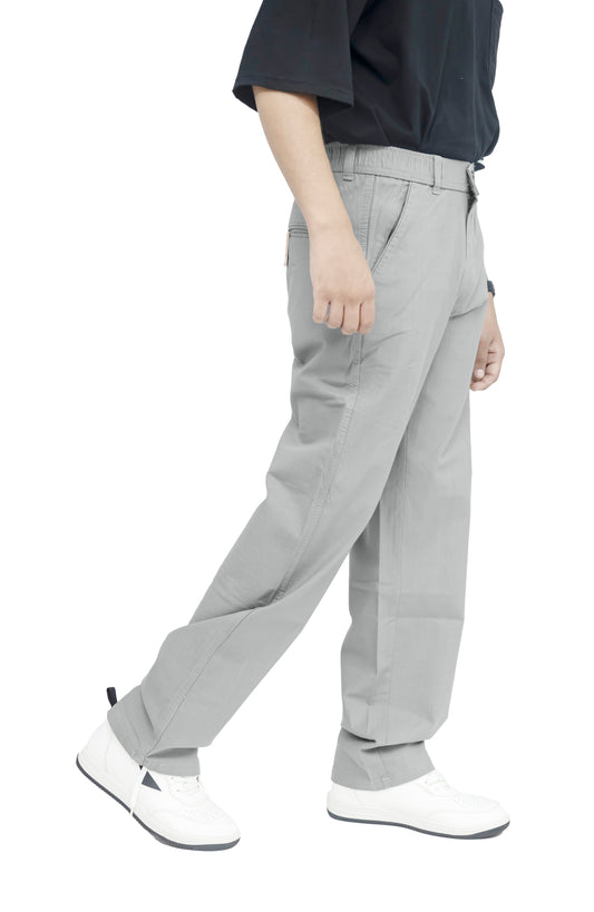 KRAZY™ BAGGY-4 Men's Linen Blend Baggy Fit Trouser – Ice Grey