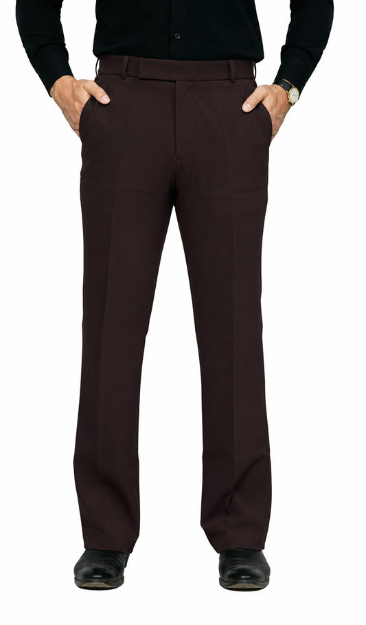 KRAZY™ KT-3 Men's Bootcut Formal Trouser – Imported Taiwan Fabric | 4 Pocket Premium Pant (Dark Chocolate)