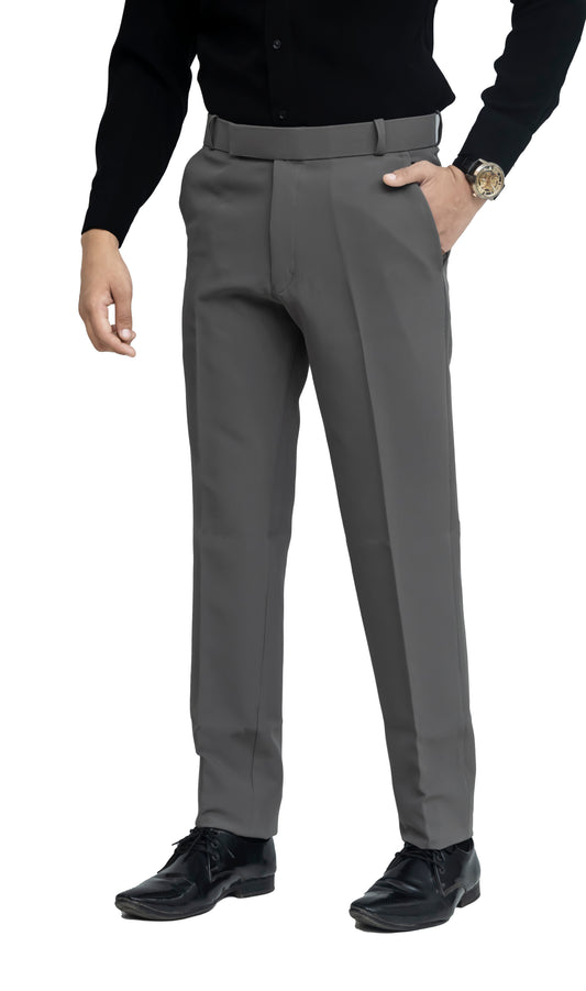 KRAZY™ SF-9 Men's Formal Trouser – Polyester Spandex/Lycra Fabric | Classic Formal Fit Pant (Charcoal Grey)