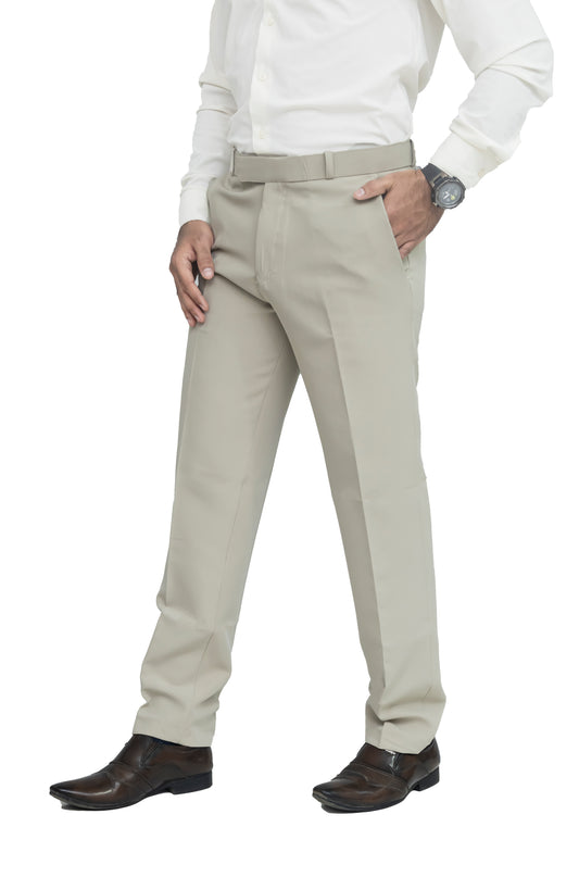 KRAZY™ SF-9 Men's Formal Trouser – Polyester Spandex/Lycra Fabric | Classic Formal Fit Pant (Ivory Beige)