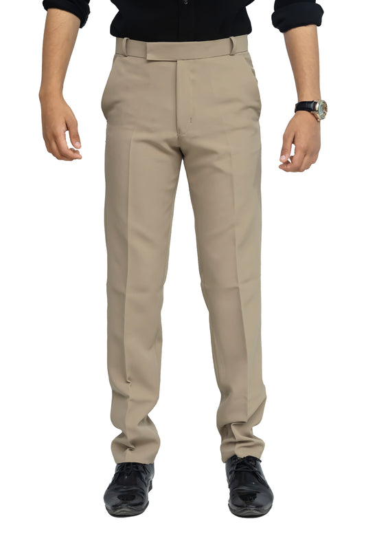 KRAZY™ SF-9 Men's Formal Trouser – Polyester Spandex/Lycra Fabric | Classic Formal Fit Pant (Khaki Beige)