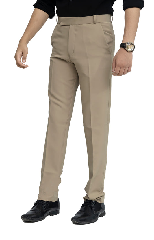 KRAZY™ SF-9 Men's Formal Trouser – Polyester Spandex/Lycra Fabric | Classic Formal Fit Pant (Khaki Beige)