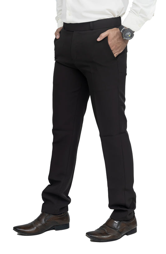 KRAZY™ SF-9 Men's Formal Trouser – Polyester Spandex/Lycra Fabric | Classic Formal Fit Pant (Jet Black)