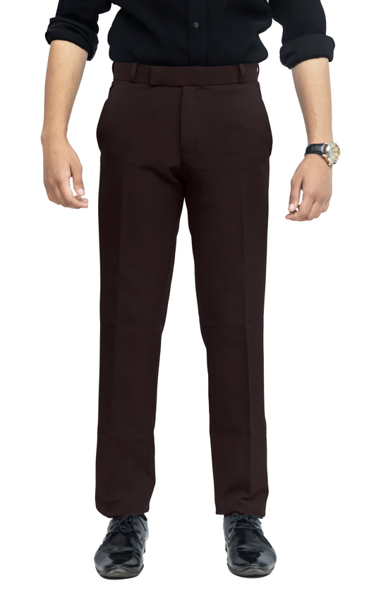KRAZY™ SF-9 Men's Formal Trouser – Polyester Spandex/Lycra Fabric | Classic Formal Fit Pant (Coffee Brown)