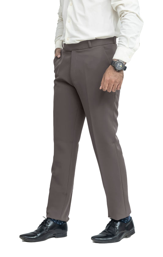 KRAZY™ SF-9 Men's Formal Trouser – Polyester Spandex/Lycra Fabric | Classic Formal Fit Pant (Taupe Brown)