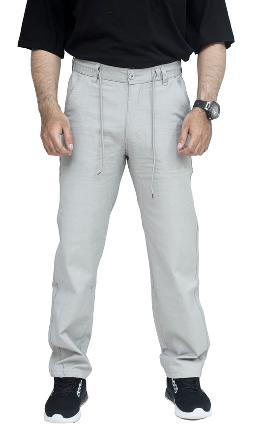 KRAZY™ BAGGY-7 Men's Textured Linen Baggy Trouser – Mist Grey