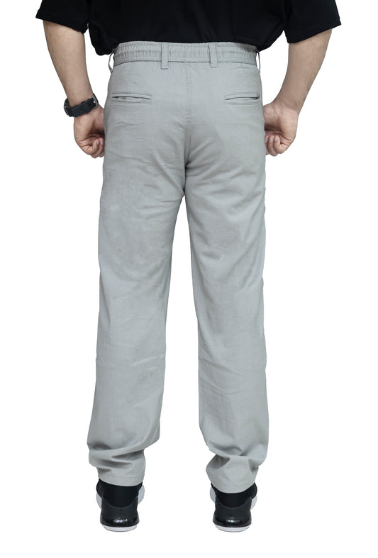 KRAZY™ BAGGY-7 Men's Textured Linen Baggy Trouser – Ice Grey
