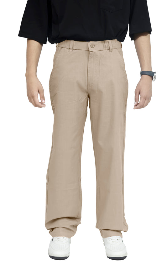 KRAZY™ BAGGY-4 Men's Linen Blend Baggy Fit Trouser – Sand Beige