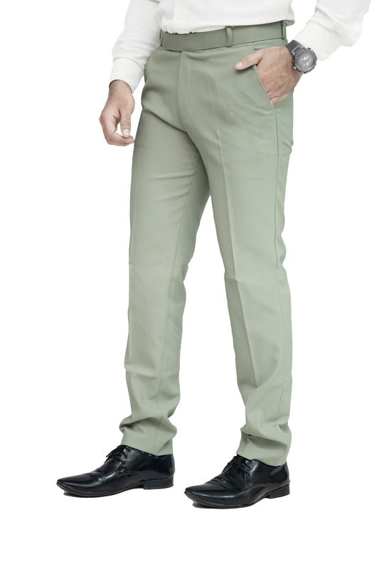 KRAZY™ SF-1 Men's Formal Trouser – Pure Cotton Fabric | Classic Formal Fit Pant (Sage Green)