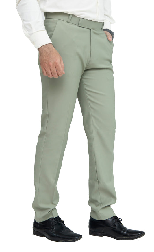 KRAZY™ SF-1 Men's Formal Trouser – Pure Cotton Fabric | Classic Formal Fit Pant (Sage Green)