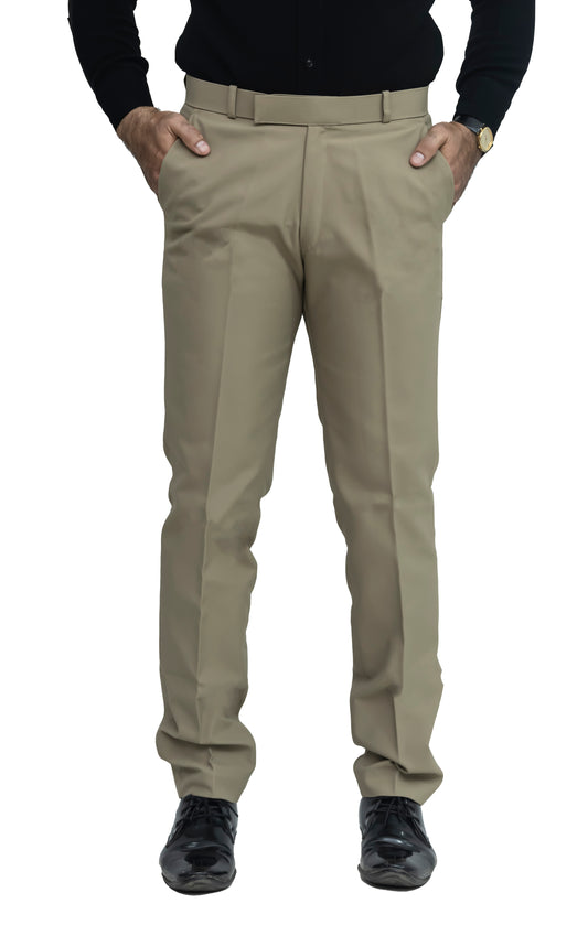 KRAZY™ SF-1 Men's Formal Trouser – Pure Cotton Fabric | Classic Formal Fit Pant (Khaki)