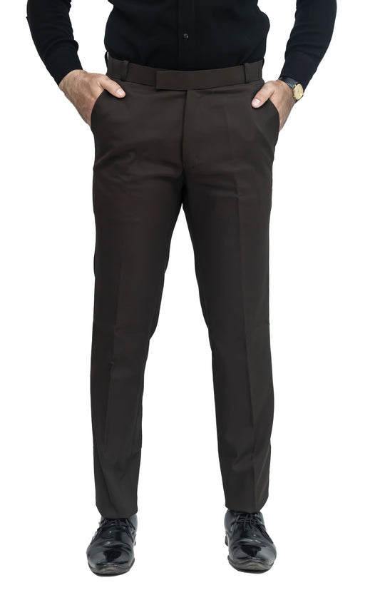 KRAZY™ SF-1 Men's Formal Trouser – Pure Cotton Fabric | Classic Formal Fit Pant (Dark Brown)