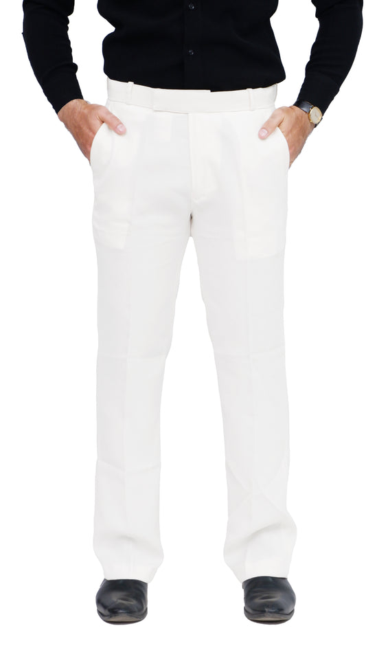 KRAZY™ KT-3 Men's Bootcut Formal Trouser – Imported Taiwan Fabric | 4 Pocket Premium Pant (Pearl White)