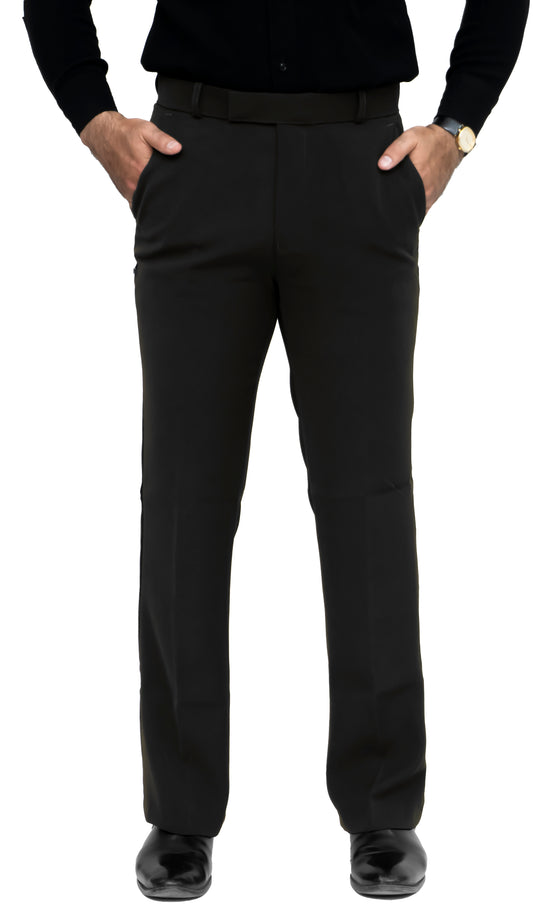 KRAZY™ KT-3 Men's Bootcut Formal Trouser – Imported Taiwan Fabric | 4 Pocket Premium Pant (Jet Black)