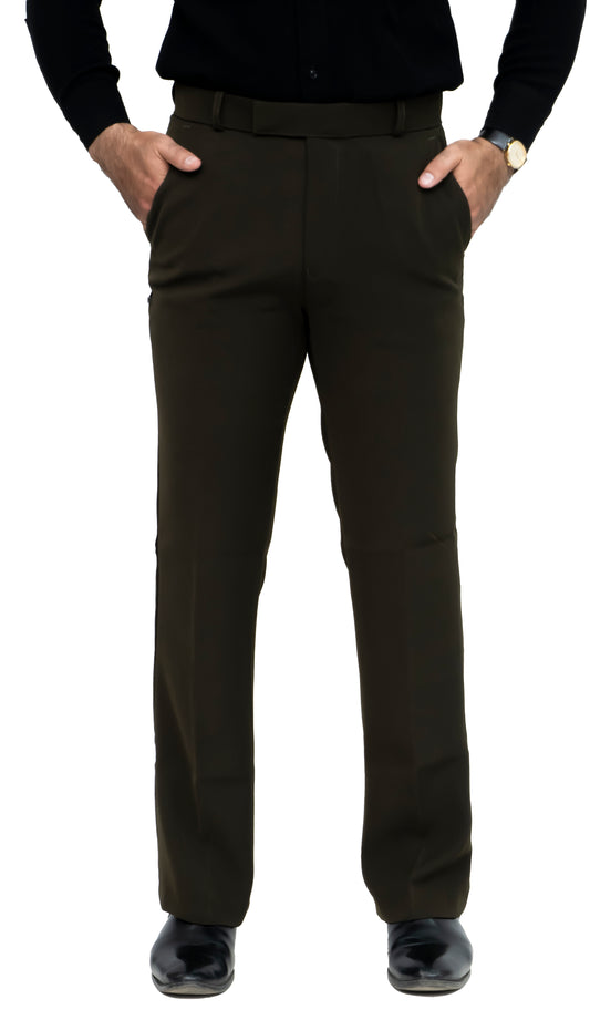 KRAZY™ KT-3 Men's Bootcut Formal Trouser – Imported Taiwan Fabric | 4 Pocket Premium Pant (Olive Green)