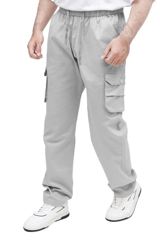 KRAZY™ CARGO-2 Men's Cargo Pant – Pure Cotton Fabric | Relaxed Cargo Fit Pant (Ash Grey)